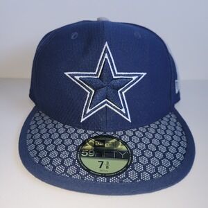 New Era 59fifty Dallas Cowboys On Field Hat Cap Size 7 3/8 Blue White